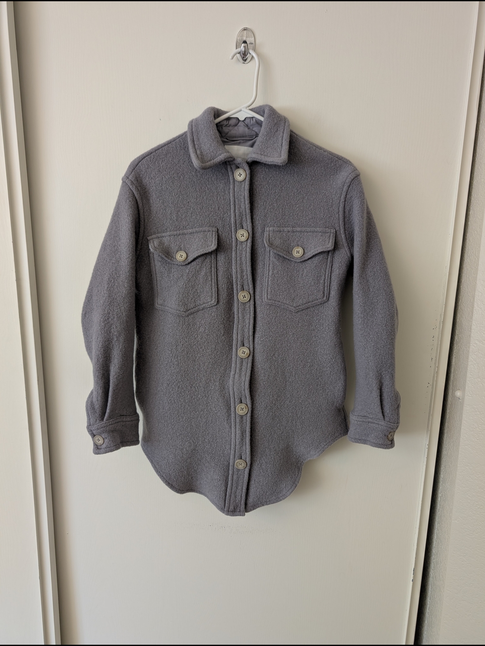 Aritzia Wilfred Free Womens XS The Ganna Shirt Jacket Merino Wool Shacket Purple